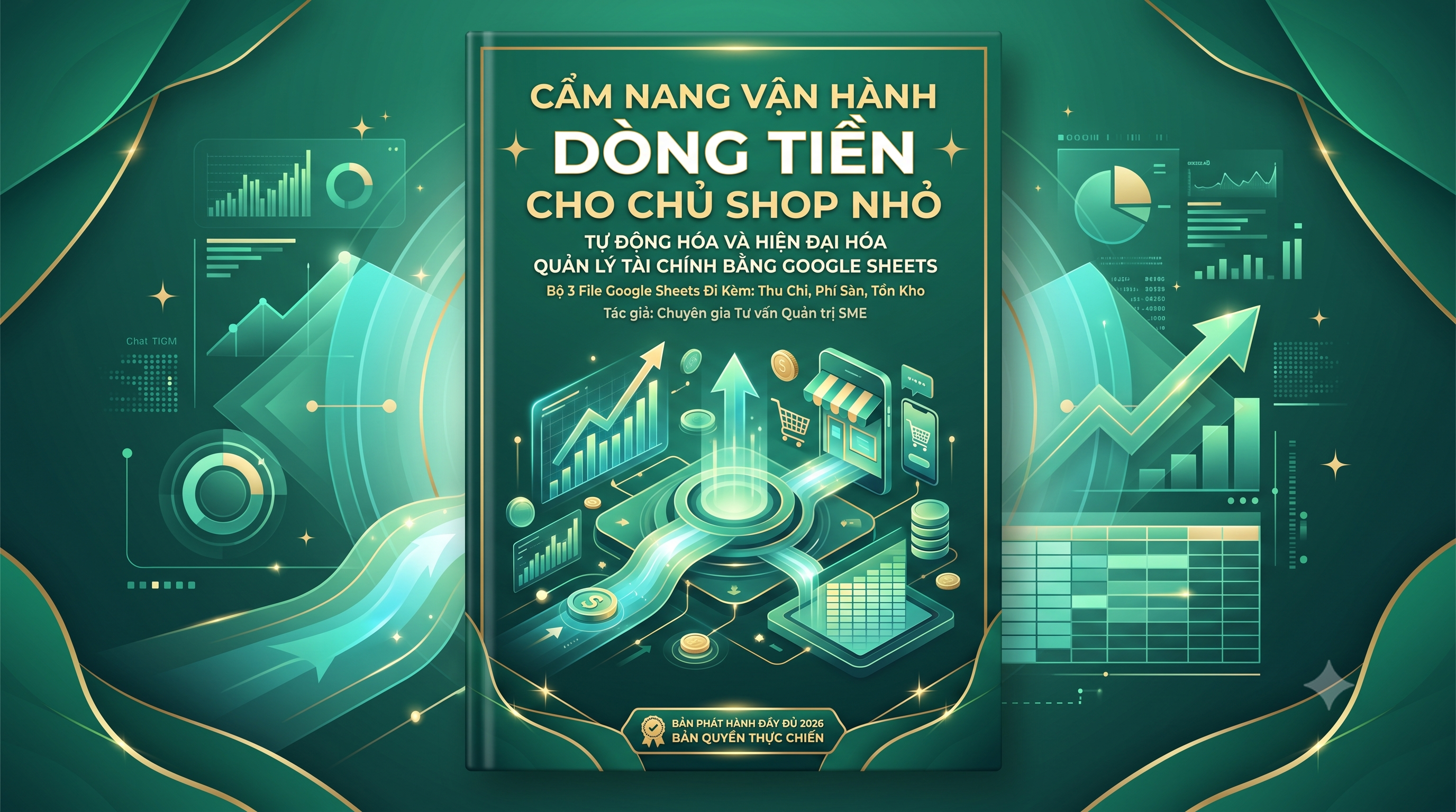 Bìa sách Cẩm Nang Vận Hành & Tự Động Hóa Quản Lý Dòng Tiền Cho Chủ Shop Nhỏ Bằng Google Sheets